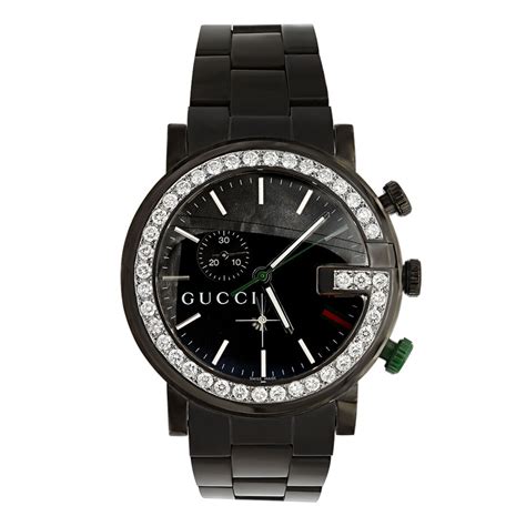 gucci watches mens black|men's Gucci watch diamond bezel.